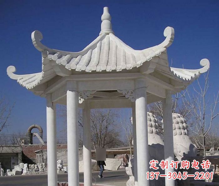 温州汉白玉凉亭石雕