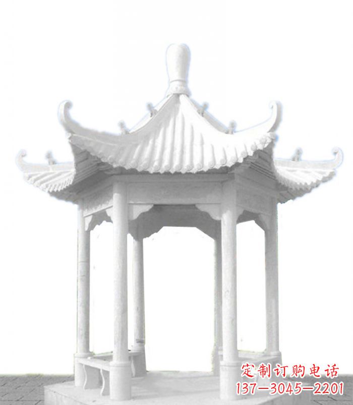 温州公园景观汉白玉石雕凉亭 (2)