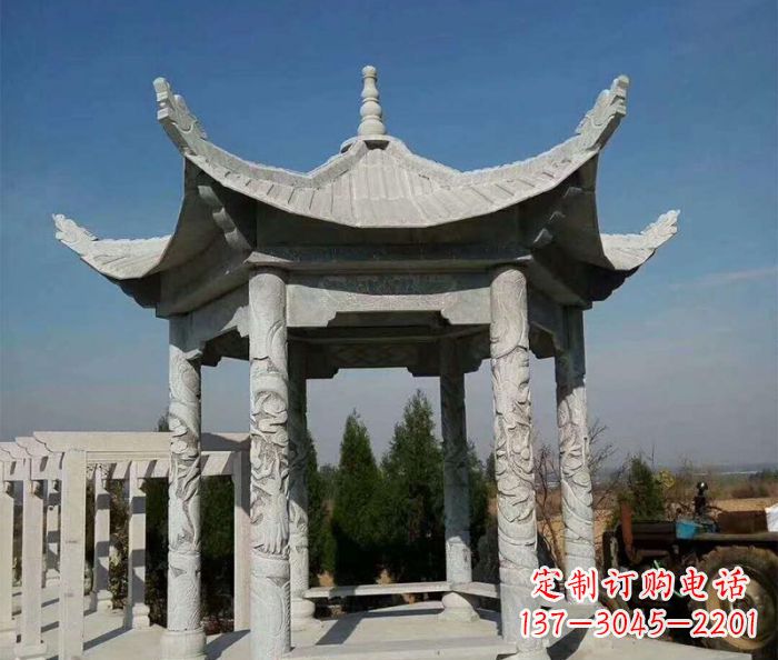 温州公园景观六角凉亭石雕