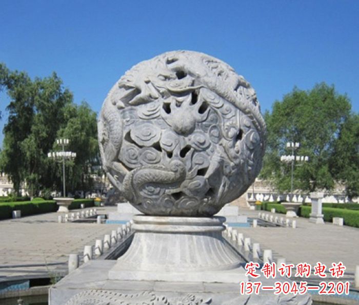 温州公园景观龙浮雕球喷泉石雕