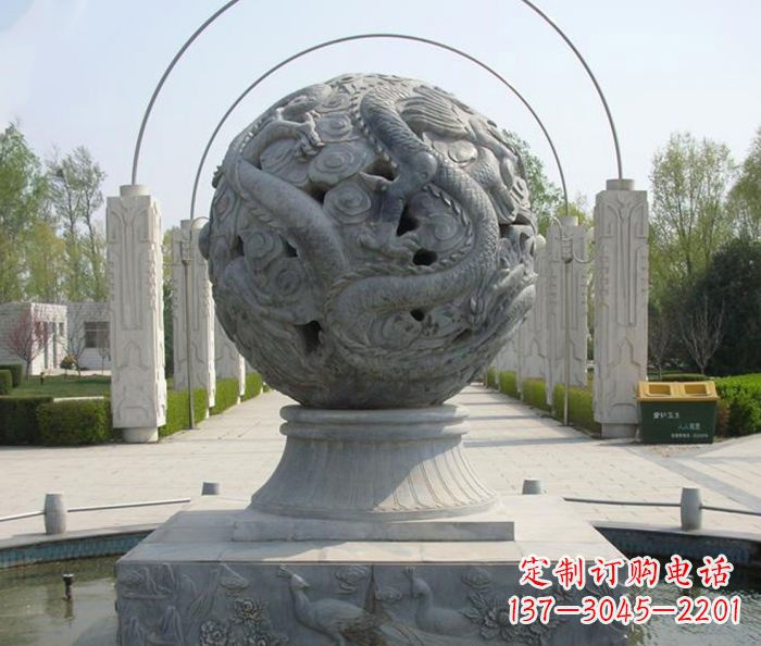 温州公园景观镂空龙浮雕喷泉石雕