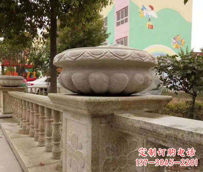 温州公园景观砂岩花盆石雕