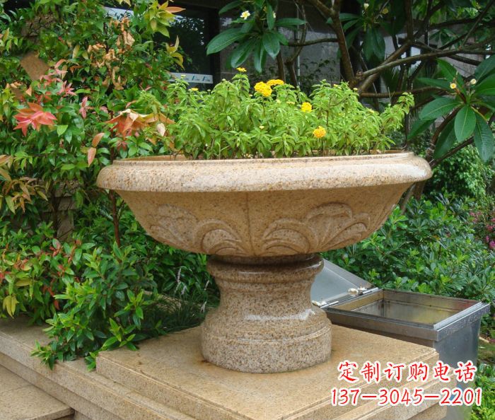 温州公园景观砂岩花盆石雕 (3)