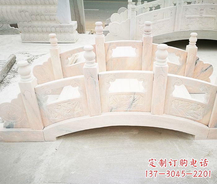 温州公园景观晚霞红石雕拱桥