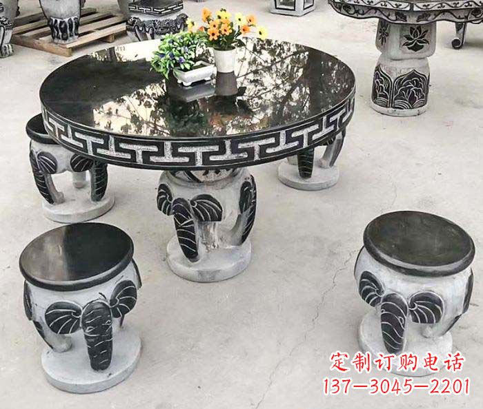 温州公园景观圆形石桌凳