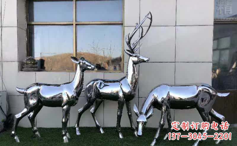 温州华丽风格镜面不锈钢动物鹿雕塑