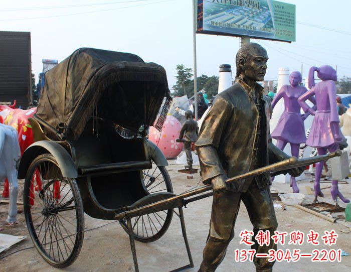 温州精致可爱的黄包车铜雕