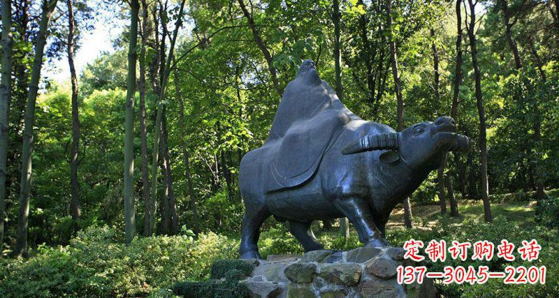 温州铜雕“老子骑牛西行”雕塑