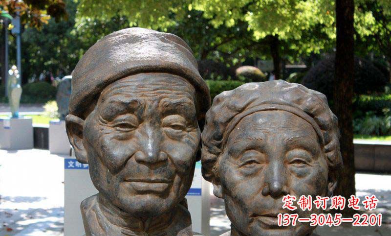 温州老年夫妻头像铜雕