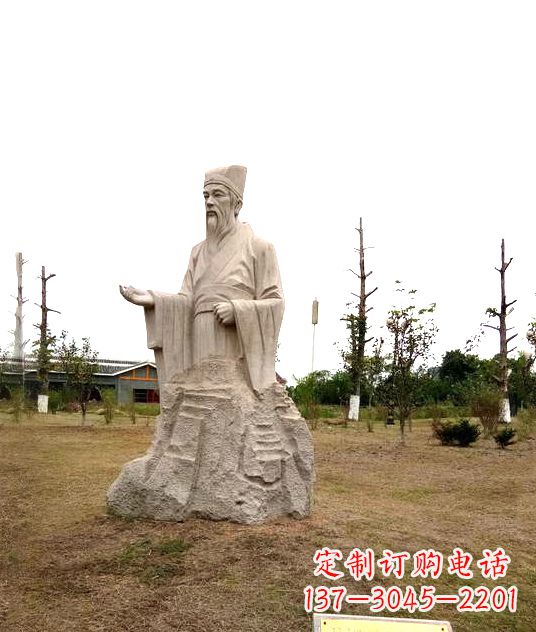 温州公园历史名人古代著名佛学家谢灵运石雕