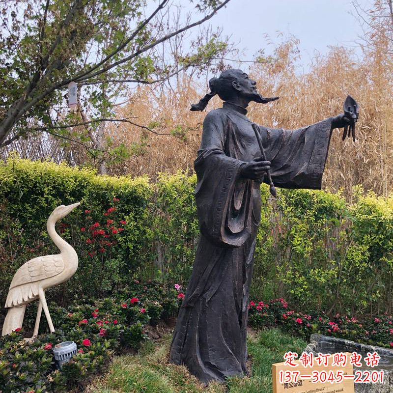 温州公园历史名人隐逸诗人之宗陶渊明铜雕像