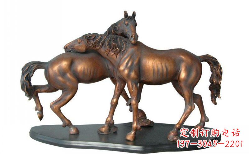 温州公园两匹马动物铜雕
