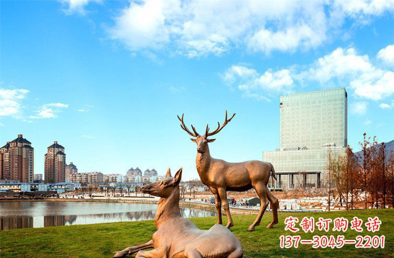 温州公园羚羊动物铜雕 (2)