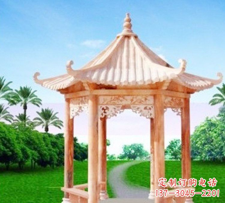 温州艺术精美的六角凉亭石雕