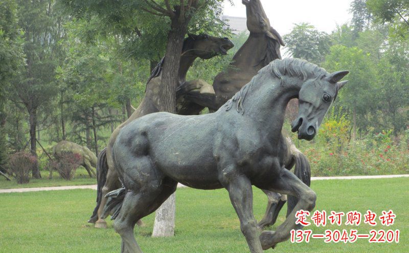 温州公园马动物景观铜雕 (2)