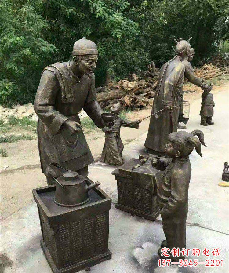 温州公园买茶喝的小女孩人物小品铜雕