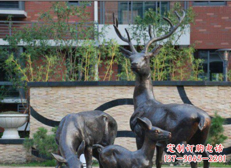 温州古雅优雅的梅花鹿铜雕