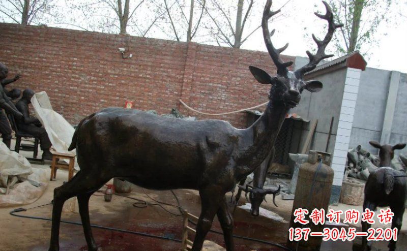 温州精美梅花鹿铜雕,施展艺术之美