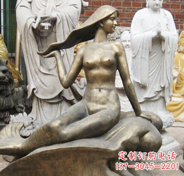温州公园美人鱼景观铜雕 (3)