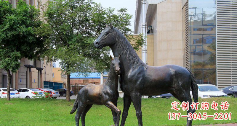 温州公园母子马动物铜雕