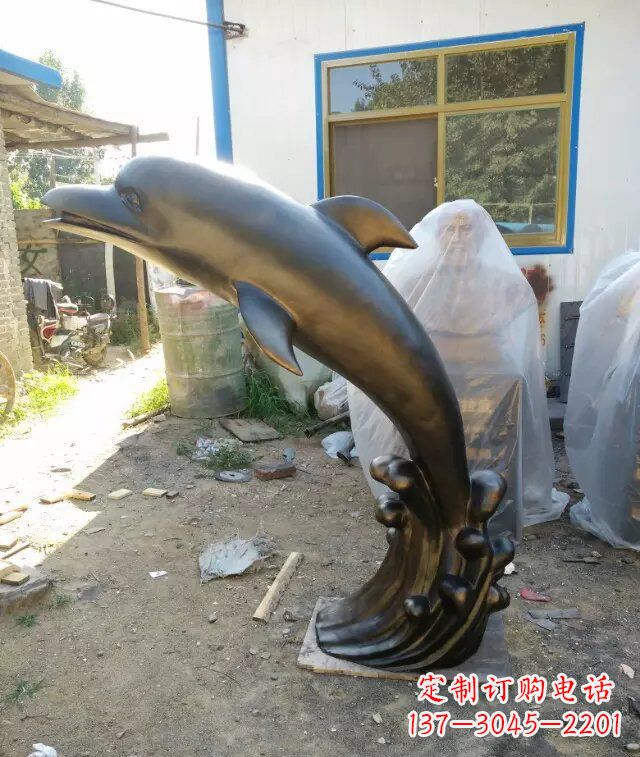 温州海豚铜雕塑,精美艺术之作