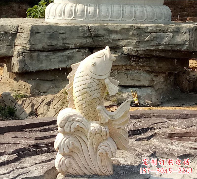 温州室外公园鲤鱼石雕装饰