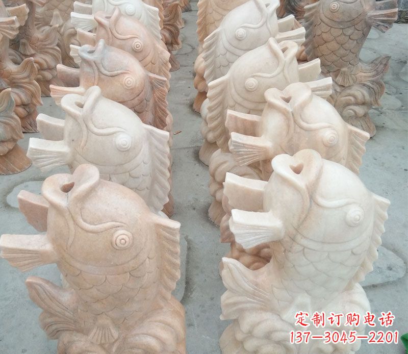 温州真实且精致的栩栩如生的鲤鱼石雕