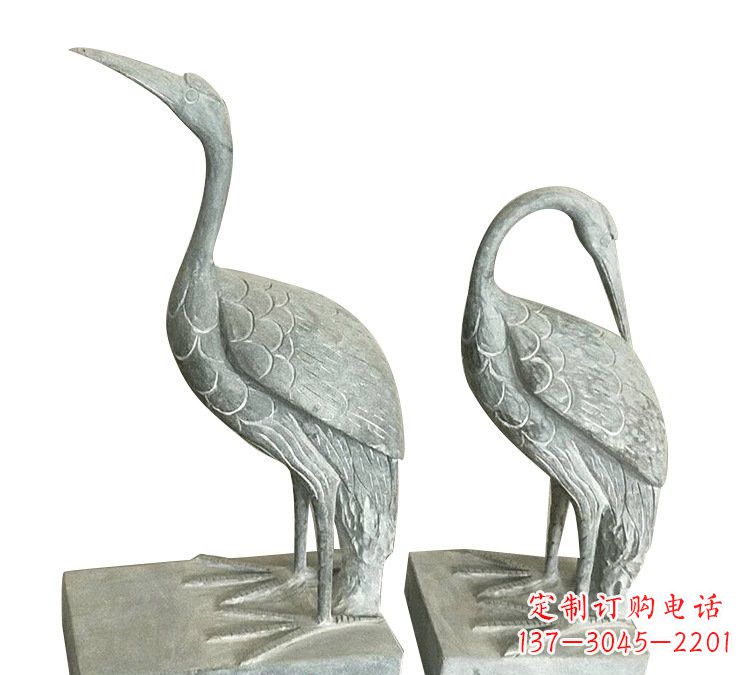 温州完美纯手工雕刻青石仿古丹顶鹤石雕