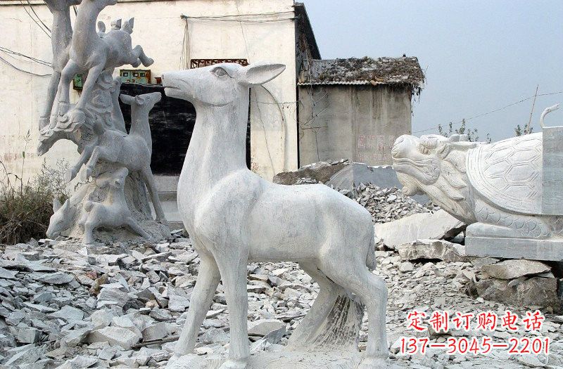 温州青石仿古小鹿雕塑,精美优雅