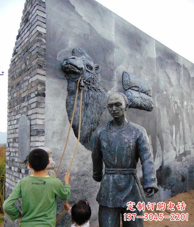 温州公园清朝人物和骆驼景观铜雕