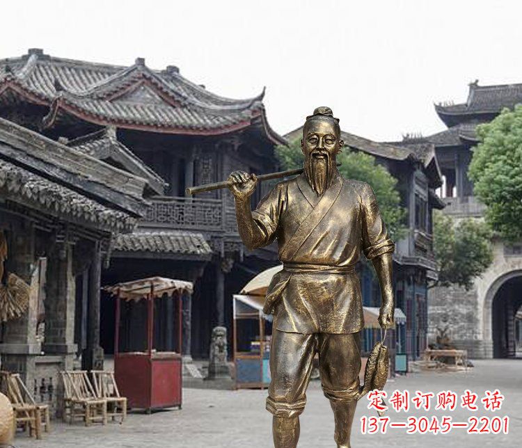 温州中领雕塑典雅渔夫铜雕