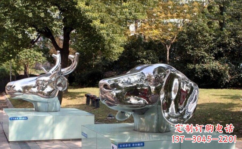 温州不锈钢十二生肖头像雕塑