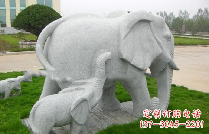 温州公园石雕母子大象