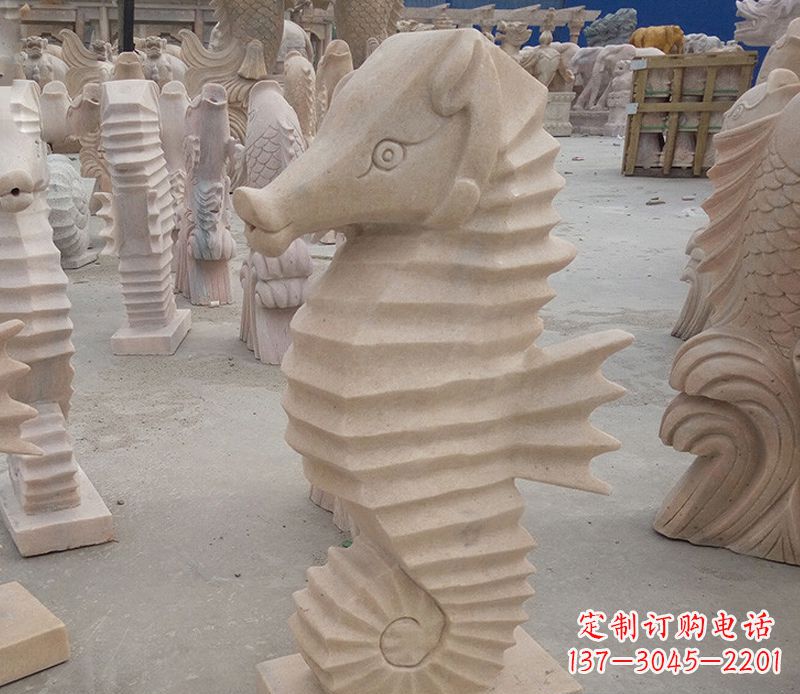 温州海马石雕塑——精美的艺术美学