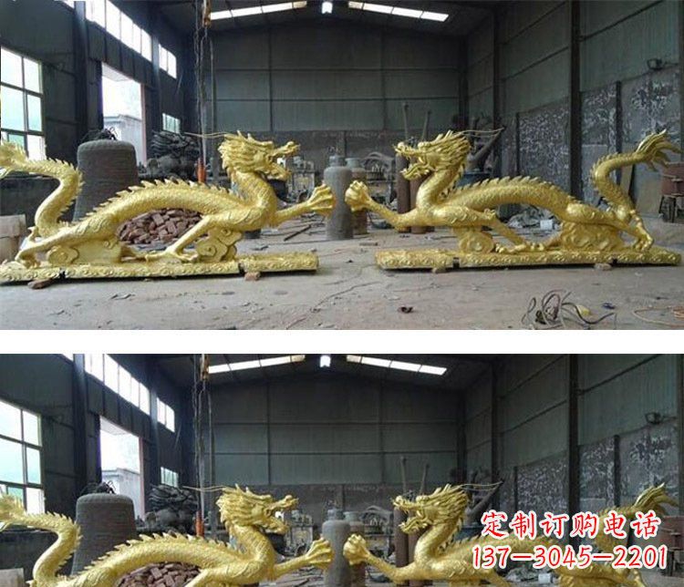 温州古典传统双龙戏珠铜雕塑