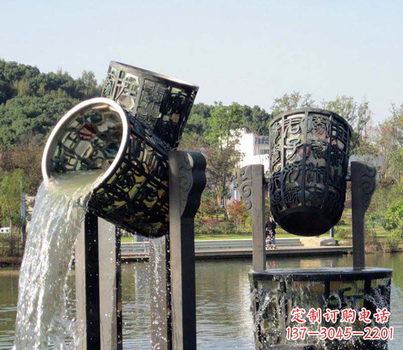 温州公园水缸喷泉铜雕