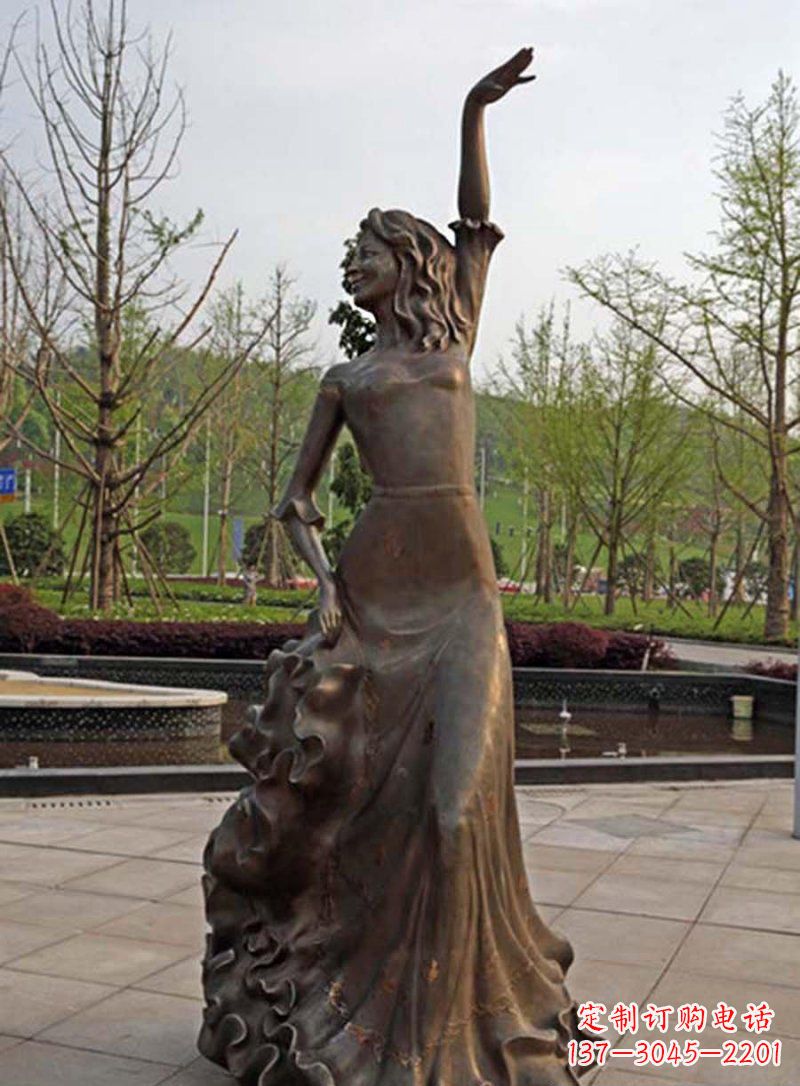 温州公园跳舞的女孩人物铜雕