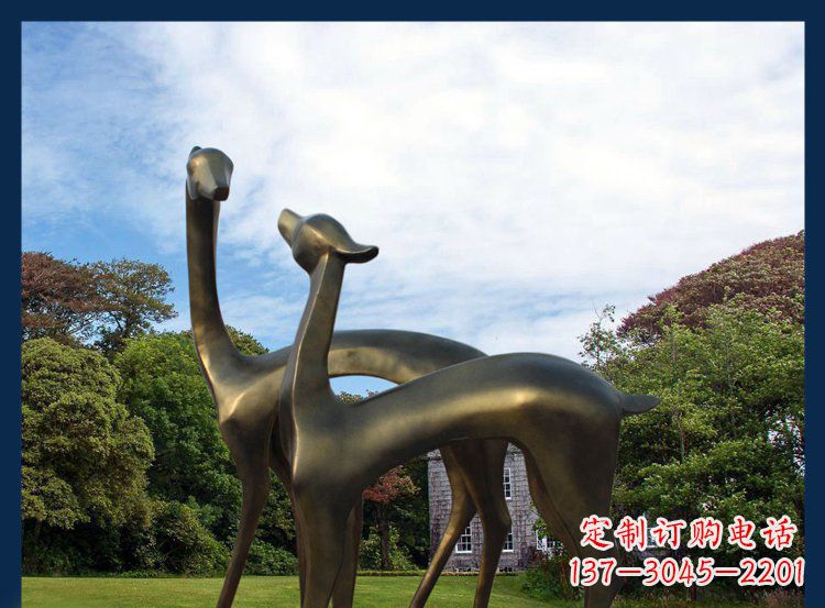 温州公园铜雕金属小鹿动物雕塑