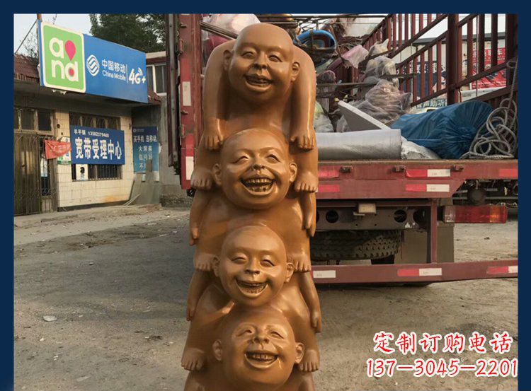 温州公园铜雕罗汉小和尚人物雕塑