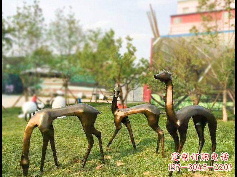 温州公园铜雕梅花鹿动物雕塑 (2)