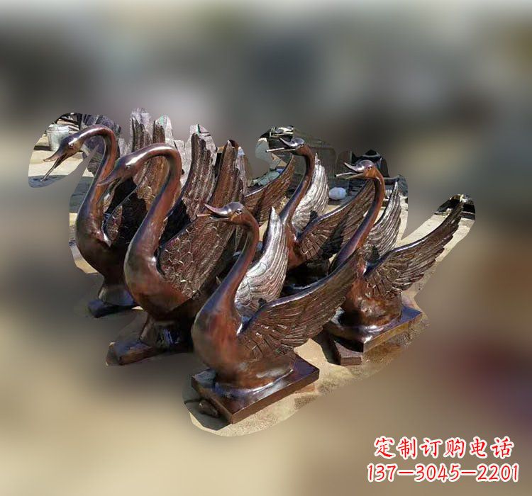 温州公园铜雕天鹅