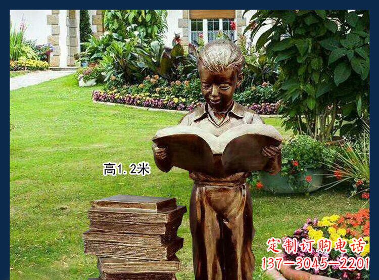 温州西方美女看书人物铜雕塑