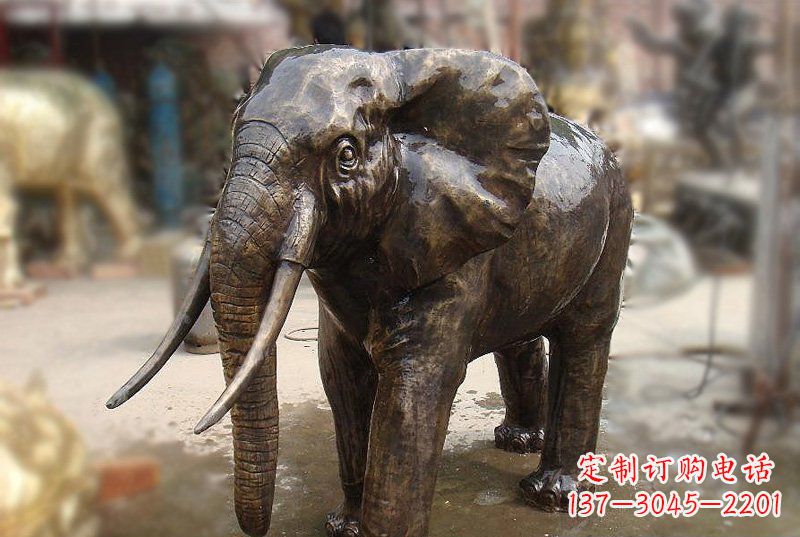 温州优雅而典雅的铜质大象雕塑