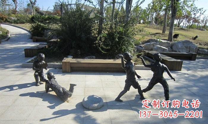 温州公园玩耍的儿童人物铜雕