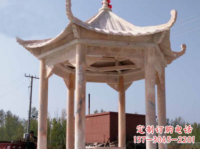 温州红六角凉亭雕塑