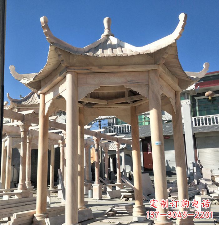温州公园晚霞红凉亭雕塑