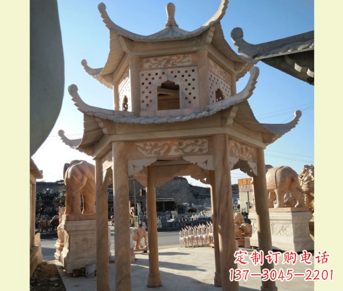 温州中式双层石雕凉亭