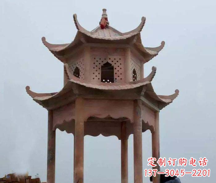 温州中领雕塑双层六角石雕凉亭