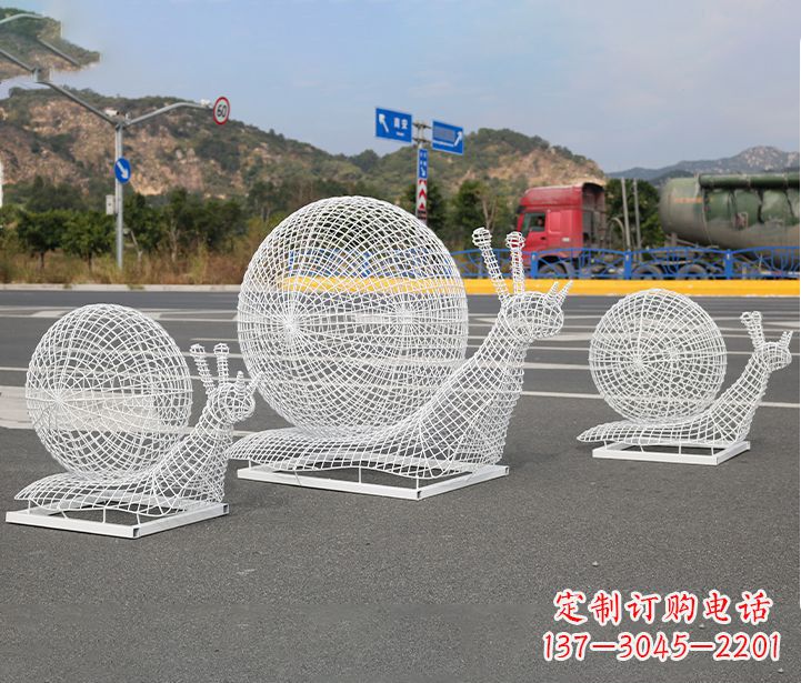 温州公园蜗牛镂空不锈钢雕塑