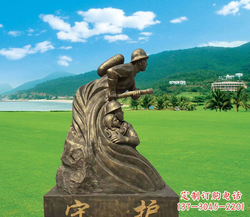 温州弘扬消防文化的消防员雕塑
